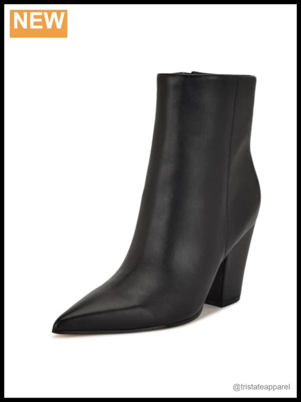 Nine West Womens Ariza Dress Booties Leather Upper Block Heel Pointy Toe Bootie
